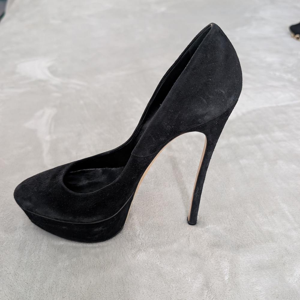 Casadei Black Suede Platform Heels